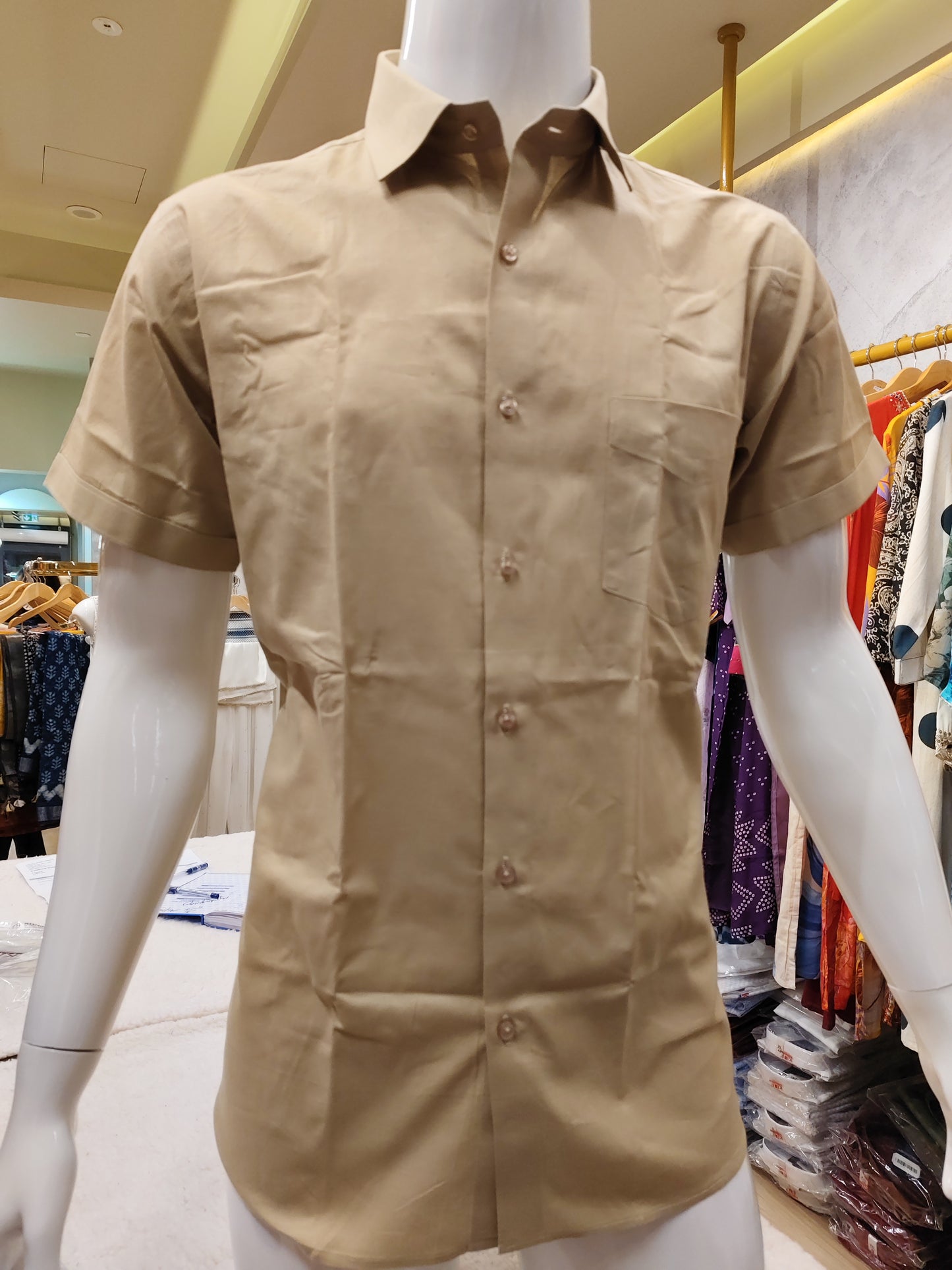 Men's wear linen cotton with half sleeve premium quality shirt.