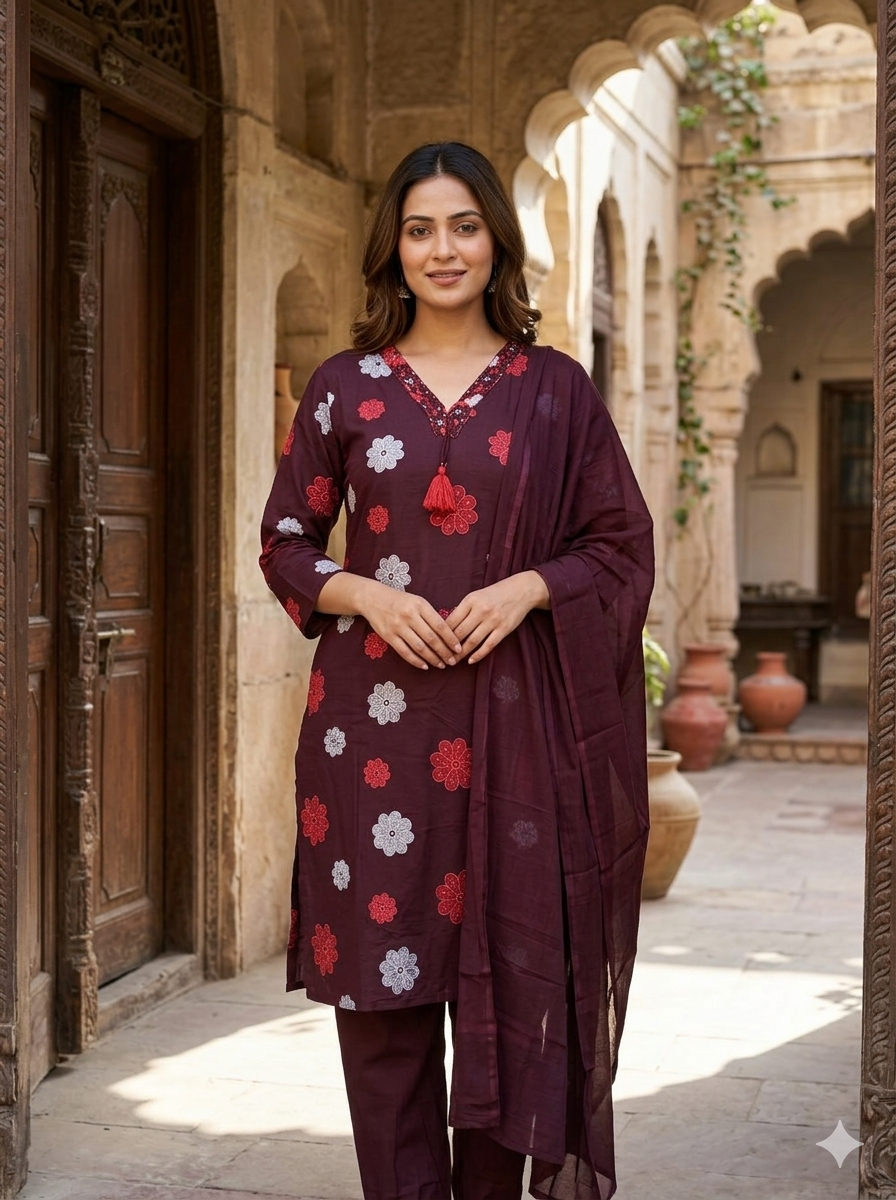 Salwar Set 655  Printed Flower Work