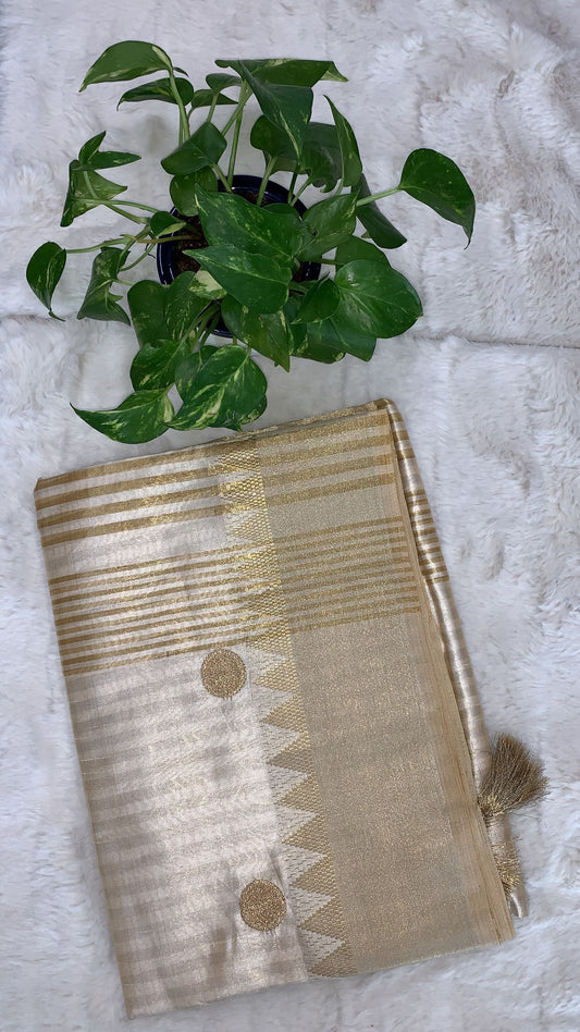 Onam Traditional Saree Golden Design